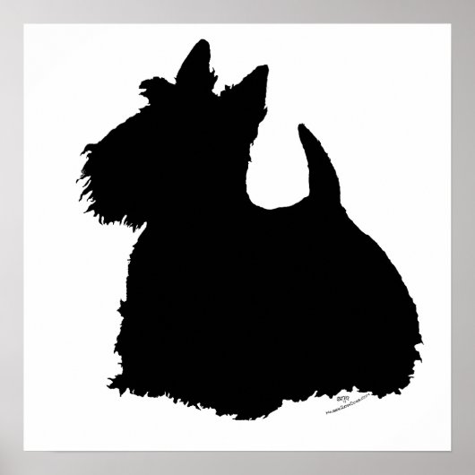 Poster Silhouette de Terrier Écossais (Devant)