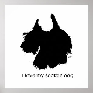 Poster Silhouette de Terrier Écossais
