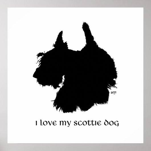 Poster Silhouette de Terrier Écossais (Devant)