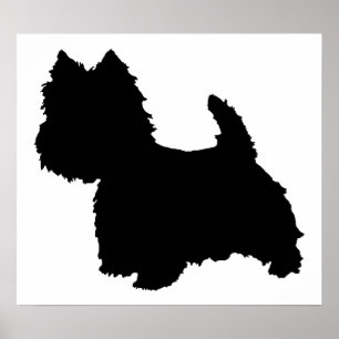 Poster Silhouette de Terrier West Highland White