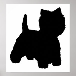 Poster Silhouette de Terrier West Highland White