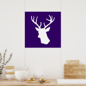 Poster Silhouette de tête de cerf blanc - violet (Cuisine)