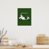 Poster Silhouette de voiturette de golf imprimé sur vert (Cuisine)