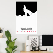 Poster Silhouette de Wolf Motivationnel noir et blanc uni (Bureau à domicile)