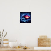 Poster Silhouette d'éléphant fusionnée avec un coucher de (Cuisine)