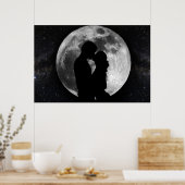 Poster Silhouette des amoureux en pleine lune la nuit (Cuisine)