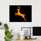 Poster Silhouette des Cerfs Orange (Bureau à domicile)