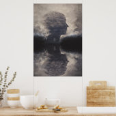 Poster Silhouette devant un visage de brume colossal (Cuisine)