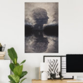 Poster Silhouette devant un visage de brume colossal (Bureau à domicile)