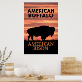 Poster Silhouette du bison du coucher du soleil (Cuisine)
