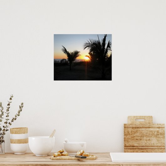 Poster Silhouette du coucher de soleil tropical (Cuisine)