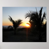 Poster Silhouette du coucher de soleil tropical (Devant)