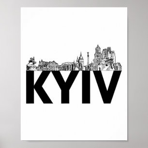 Poster Silhouette du paysage urbain de la ville de Kiev e