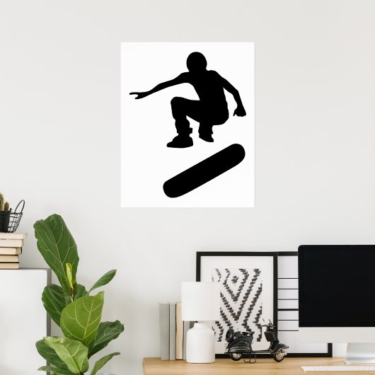 Poster silhouette du skateboard (Bureau à domicile)