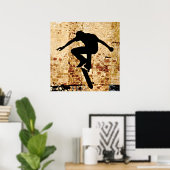 Poster Silhouette du Skateboarder (Bureau à domicile)