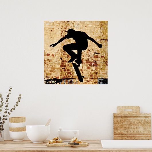 Poster Silhouette du Skateboarder (Cuisine)