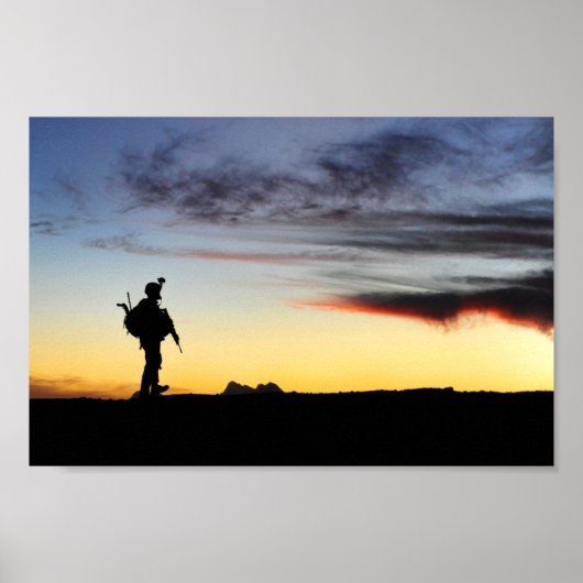 Poster Silhouette du soldat de l'armée (Devant)
