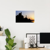 Poster Silhouette du Taj Mahal au coucher du soleil, Agra (Bureau à domicile)
