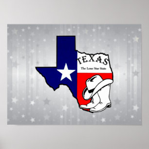 Poster Silhouette du Texas sur des étincelles argentées