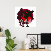 Poster Silhouette d'un combat de karaté. Arrière - plan R (Bureau à domicile)