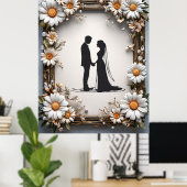 Poster Silhouette d'un couple de mariés (Bureau à domicile)