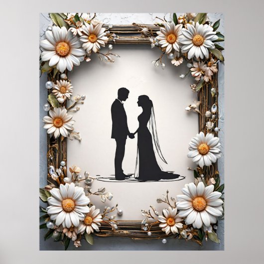 Poster Silhouette d'un couple de mariés (Devant)