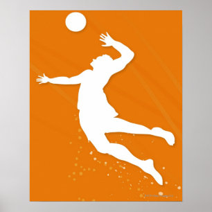 Poster Silhouette d'un homme jouant au volley-ball