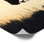 Poster Silhouette d'une Cowgirl sur son cheval contre (Coin)