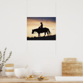 Poster Silhouette d'une Cowgirl sur son cheval contre (Cuisine)
