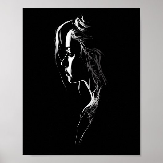 Poster Silhouette d'une fille avec lumière et ombre (Devant)