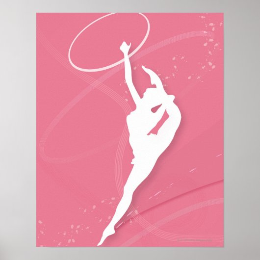 Poster Silhouette d'une gymnaste féminine jouant avec un (Devant)