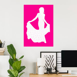 Poster Silhouette élégante d'une femme en souffle