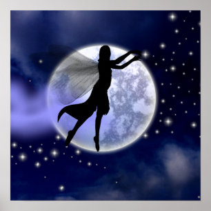 Poster Silhouette Fée Lune