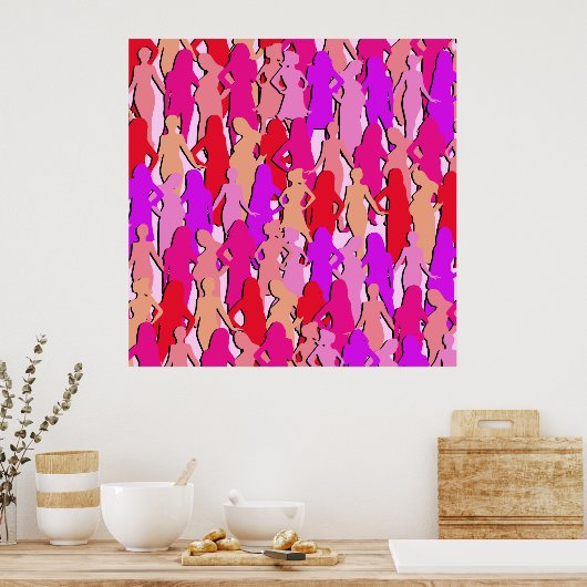 Poster Silhouette féminine rose (Cuisine)