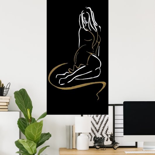 Poster Silhouette femme mode (Bureau à domicile)