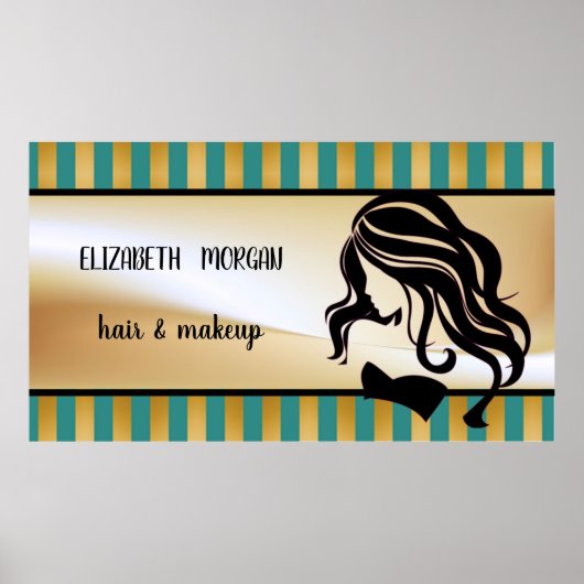 Poster Silhouette fille moderne, Rayures, Cheveux, Maquil (Devant)