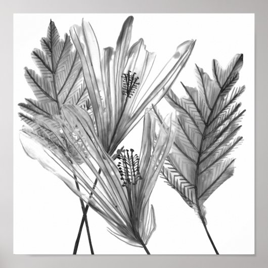 Poster Silhouette florale - Gris (Devant)