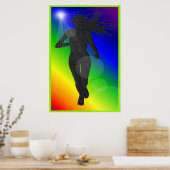Poster Silhouette Lady Rainbow Runner (Cuisine)