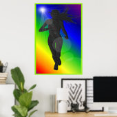 Poster Silhouette Lady Rainbow Runner (Bureau à domicile)