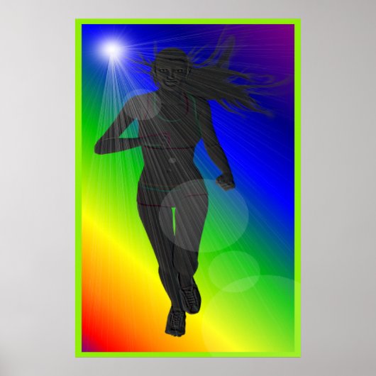 Poster Silhouette Lady Rainbow Runner (Devant)