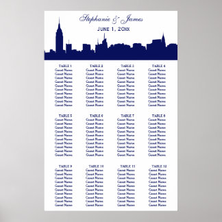 Poster Silhouette large NYC do-it-yourself BG Bleu