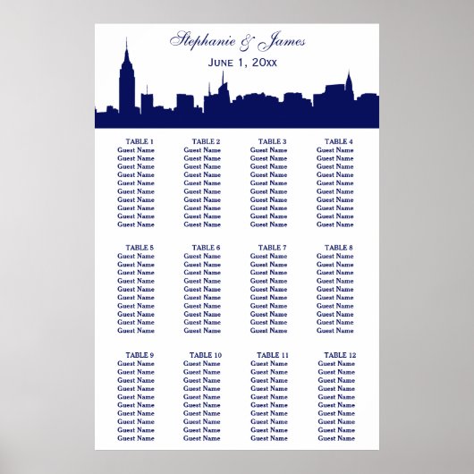 Poster Silhouette large NYC do-it-yourself BG Bleu (Devant)