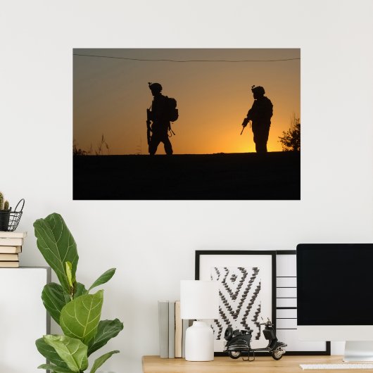 Poster Silhouette militaire (Bureau à domicile)