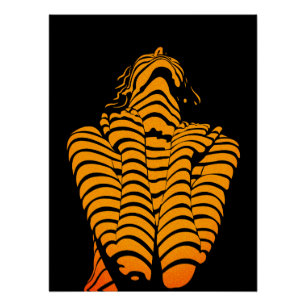 Poster Silhouette Moderne Expressive Femme Abstraite