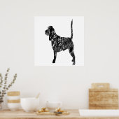 Poster Silhouette Noir Et Blanc D'Un Beagle Permanent (Cuisine)