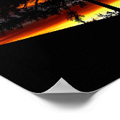 Poster Silhouette noire du loup, des oiseaux et de l'arbr (Coin)