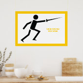Poster Silhouette noire Fencer avec clôture d'épée person (Cuisine)