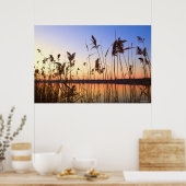 Poster Silhouette plante par coucher de soleil sur Lakesi (Cuisine)