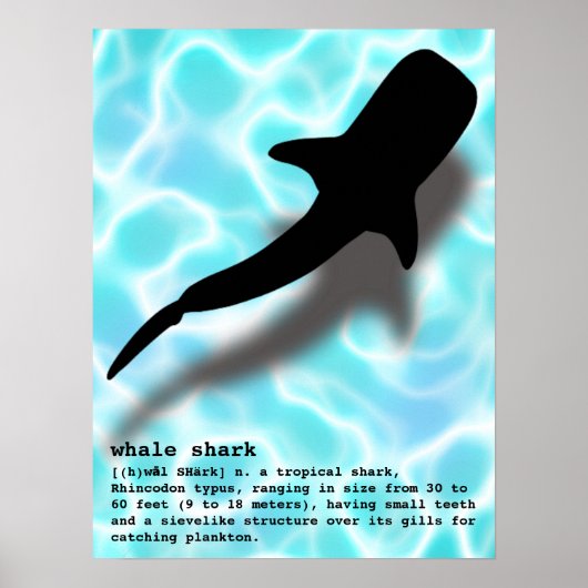 Poster Silhouette requin baleine avec Definition Beach (Devant)
