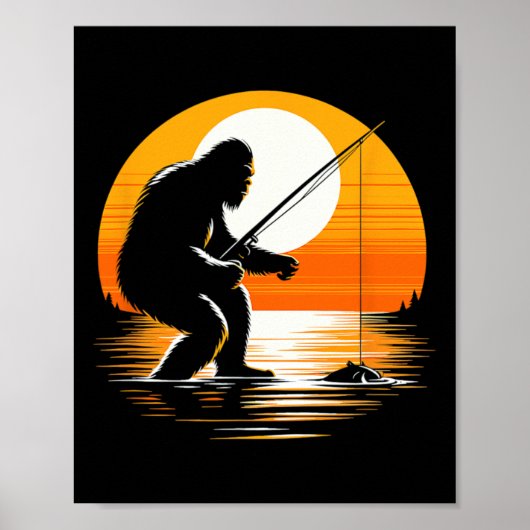 Poster Silhouette Rétro de Bigfoot Sasquatch Cache-Cache (Devant)